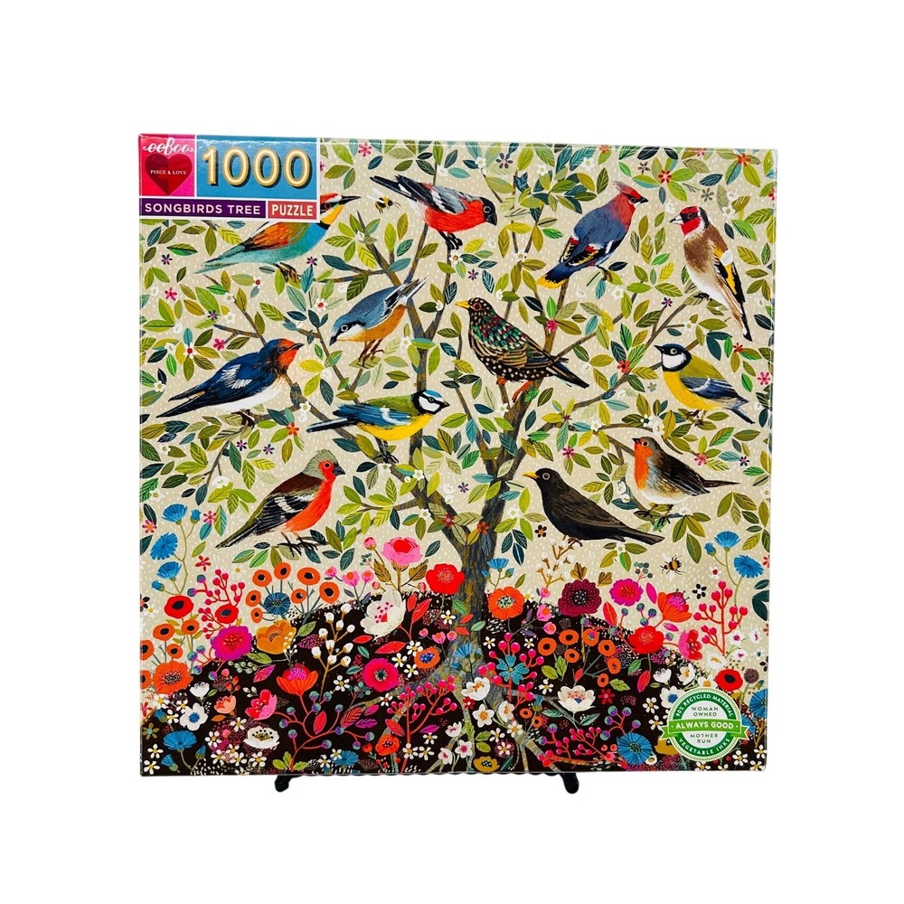 eeBoo Songbirds Tree 1000 Piece Jigsaw Puzzle COMPLETE